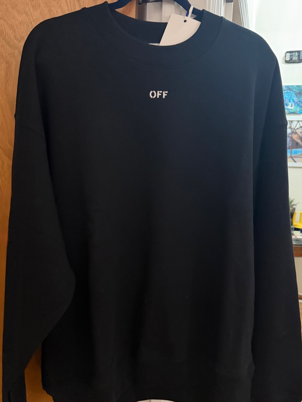 Off-White Black Sweatshirt with Stitched Arrow Motif